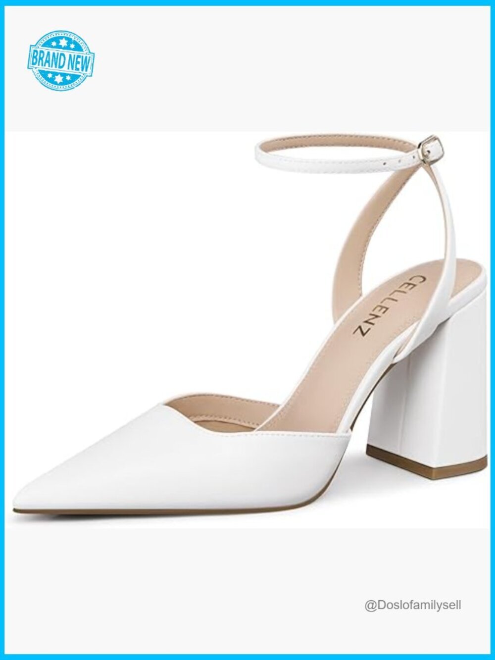 Chunky Heel Pumps Strappy Pointed Toe Elegant Formal Party Dance Shoes